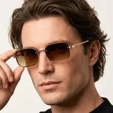 Óculos de Sol Retrô Masculino Retangular Sem Aro Luxo Vintage Premium Uv400 Metal
