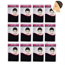 Kit 12/24 Touca Cap para wig Touca fina para prender cabelos antes da peruca touca nero