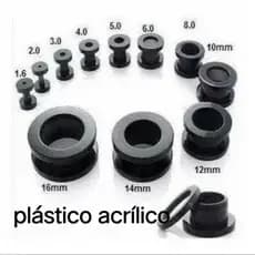 2 Alargador preto plástico acrílico 1 ao 12mm piercing brinco expansor