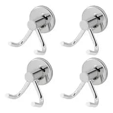 Kit Com 04 Cabide Duplo Para Banheiro Gancho Para Toalha Cor Prateado