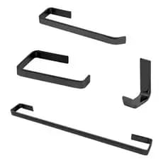 Kit Acessórios Para Banheiro Inox Quadrado Largo  4 Peças Luxo Preto Fosco