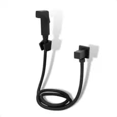 Ducha Higienica Quadrada Luxo Preto Fosco  Metal 1/4 Volta