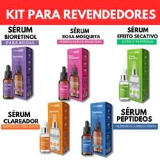 Kit com 5 Sérum Dermachem - Bioretinol, Rosa Mosqueta, Secativo, Clareador e Peptídeos - REVENDA