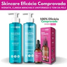 Kit Skincare Sabonete+Esfoliante Espuma Cremosa Facial+ Sérum Rosa Mosqueta Hdratante Clareador Dermachem
