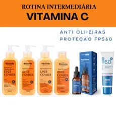 Kit Skincare Vitamina C Clareador Rhenuks+Sérum Ant. Rugas Dermachem+Protetor Solar Facial FPS60