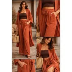 Conjunto Outono Atemporal Calça Pantalona + Kimono Plus