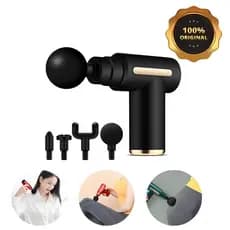 Mini Pistola Massageadora Elétrica Portátil com 6 Velocidades e Acessórios – Massageador Muscular Corporal (Cores Sortid