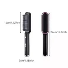 PRETO - Escova Alisadora Elétrica Bivolt – Escova Alisadora e Modeladora para Cabelos