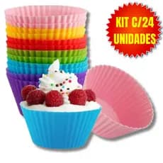 KIT 24 Mini Forminha De Silicone Para Bolo Forma De Cupcakes Prático E Ùtil Colorido