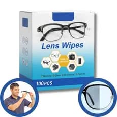 Kit 100/200 Lenços Flanela Umedecidos Antiembaçante Limpa Lentes Óculos Câmera Tela