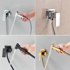 Ducha Higiênica Luxo 100% Metal Inox Quadrada Banheiro Lavabo Mangueira Flexível 1/4 de Volta