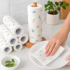 Rolo Pano de Limpeza Reutilizável 50 Folhas Super Absorvente Lavável Multiuso