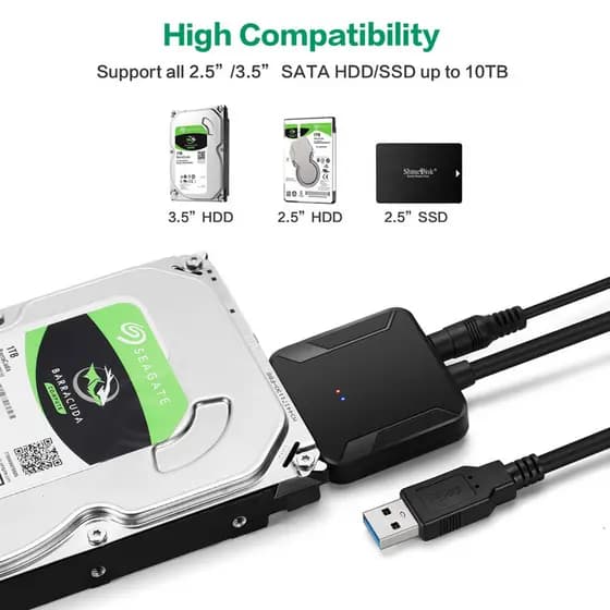 kit fonte Cabo adaptador SATA para USB 3.0 para 3,5 / 2,5 polegadas SSD HDD SATA III COM FONTE 12V