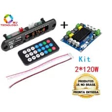 KIT placa decodificador de mp3 sem fio usb, ape wma, rádio fm, módulo 12v Amplificador Tpa3110 2 Canais