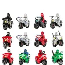 Kit Mini BONECO Moto Esportiva de Montar com Personagem e Arma AleatóriaMoto de Blocos com Mini Personagem