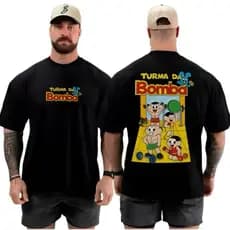 Camiseta Oversized Treino Academia Gym Turma da Bomba Camisa Maromba 100% Algodão Premium
