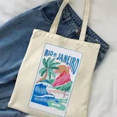 Ecobag Sacola Bolsa Praia Rio de Janeiro Bag 100% Algodão Cru