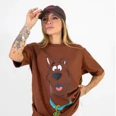 Camiseta Oversized Feminina Animal Scooby Doo Desenho Camisa 100% Algodão Premium