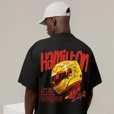 Camiseta Oversized Lewis Hamilton Piloto F1 Corrida Camisa 100% Algodão Premium