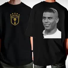 Camiseta Camisa Oversized Ronaldo R9 Copa do Mundo 2002 Brasil Penta Fenômeno Artilheiro Algodão