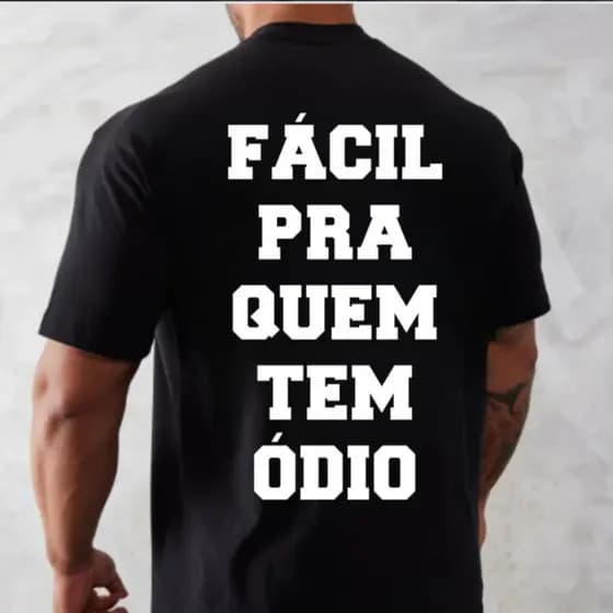 Camiseta Masculina Oversized Academia Treino Maromba Fácil Pra Quem Tem Ódio 100% Algodão