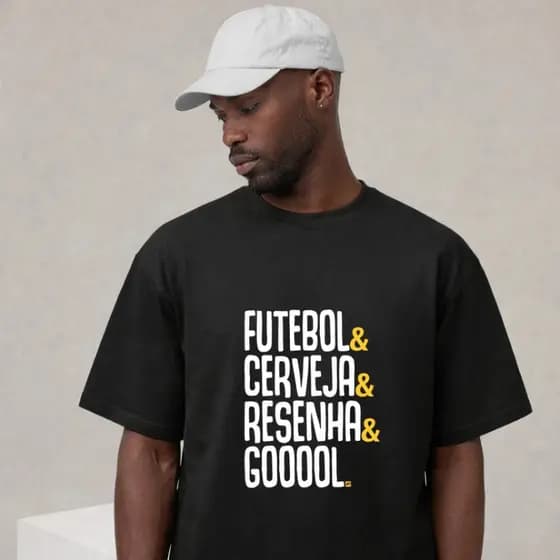 Camiseta Oversized Futebol Cerveja Resenha Gool Camisa 100% Algodão Despojada Descontração