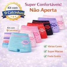 Calcinhas  box Shortinho Infantil  Estampada Kit 3 a 9 unidades