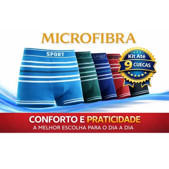 Kit com até 9 Cuecas Boxer Infantil Microfibra | Conforto | Não Aperta | Cores Sortidas