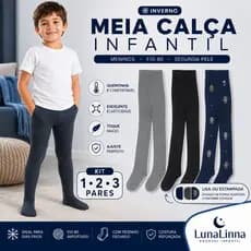 Meia Calça Menino Infantil Segunda Pele Quentinha Inverno