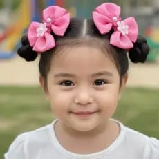 Par de Laços Infantis Florais com Pérolas 🌸 | Laço de Cabelo para Meninas |Xuxinha/ Bico de Pato Infantil Delicada
