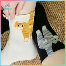 UTZN > 1/2 Par De Bolas De Gato Fofas De Desenho Animado De Algodão Sos Kawaii Lolita Tricô Mulheres Meninas Tubo Médio