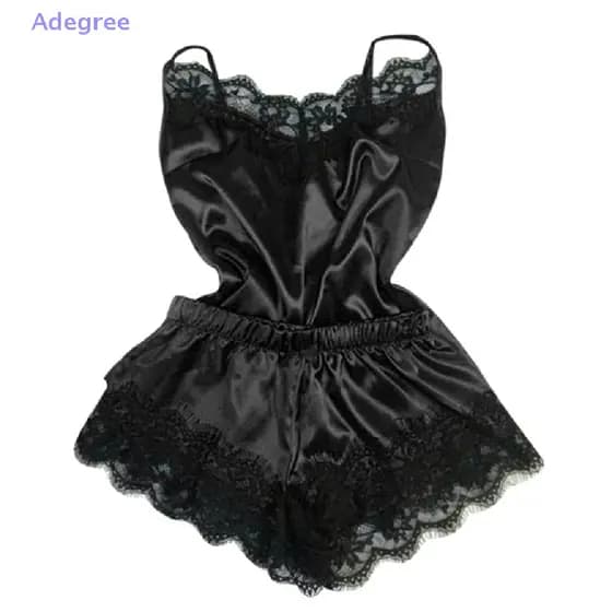 Adegree Roupa De Dormir Feminina Sem Mangas Noite Renda Aparar Sa Cami Top Pajama Conjunto Novo