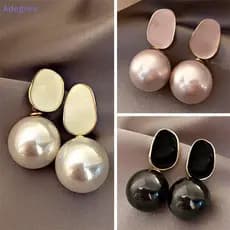 Adegree Rosa Branco Pérola Balançar Brincos Para Mulheres Preto Geométrico Acrílico Redondo Pingentes Famale Elegantes J