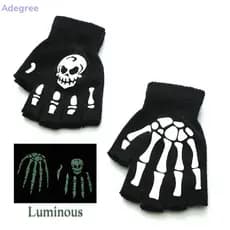 Adegree Moda Estilo Halloween Luvas Luminosas Horror Osso Esqueleto Meia Novidade Unisex Inverno Mais Quente Novo