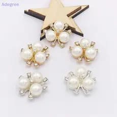 Adegree 10 Peças DIY Flor Strass Botão De Pérola Decoração De Casamento Costura Artesanato Novo