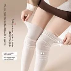 Meias pretas femininas de cano alto estilo japonês JK, meias de malha sobre o joelho, meias empilhadas CNZB