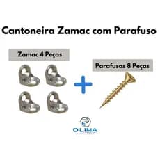 Cantoneira Suporte Cadeirinha 2 Furos Zamac Niquel Moveis 4un