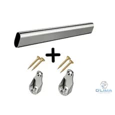 Kit Tubo Cabideiro Oval Arara Para Móveis e Guarda Roupas