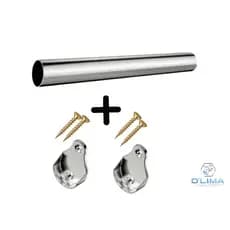 Kit Tubo Cabideiro Redondo Arara  Para Moveis e  Guarda Roupas 120cm