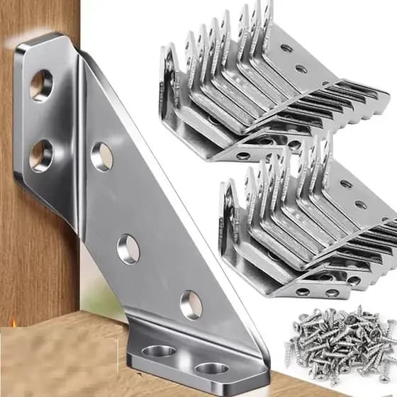Kit Conector de Canto Aço Inoxidável Cantoneira Junção de Canto Móveis de Madeira Universal Suporte