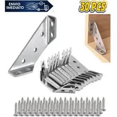 Kit 30 Pcs Conector de Canto Aço Inoxidável Cantoneira Suporte Para Móveis de Madeira Universal