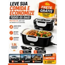 Marmita Elétrica 1,5L Multivoltagem 12V 24V 127V 220V Portátil para Carro Caminhão Casa e Trabalho