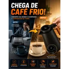Garrafa Térmica com Termômetro Digital Tampa Inteligente Cabo de Madeira para Café Chá Quente e Frio