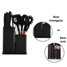 PRETO - 19 peças - Conjunto de Utensílios de Cozinha Completo