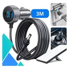 Cabo Carregador 3 Em 1 Veicular Cinzeiro Starlink Mini 3 metros Compativel Usb Tipo C 12v 24v Cinzero Carro Suporta Pd