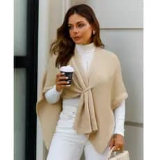 Xale Capa Poncho Blusa Feminina Trico Manga Longa Inverno