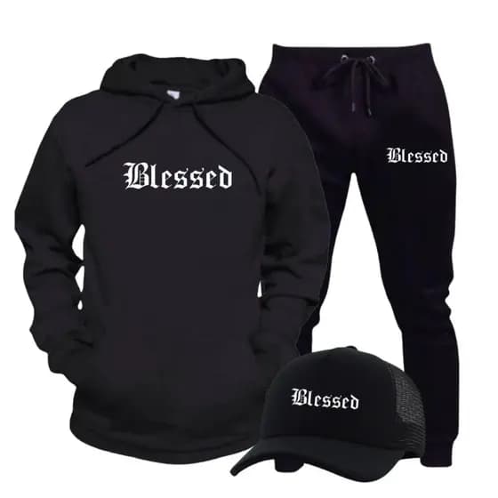Kit Conjunto Moletom Canguru + Calça Moletom Dollars Unissex Lançamento BLESSED ABENCOADO MODA CRISTA