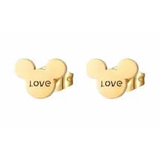 ***** PROMOÇÃO ***** Brinco pequeno Disney mickey aço banhado ouro 18k dourado