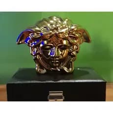 DECORAÇÃO DE CASA ESCRITÓRIO SALA COZINHA MEDUSA DOURADO BANHO DE OURO NA PEÇA LUXO