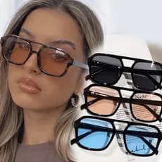 Óculos De Sol Quadrados Para As Mulheres Feminino Retro Shades Pontos De Verão Yellow Lens Sunglasses UV400